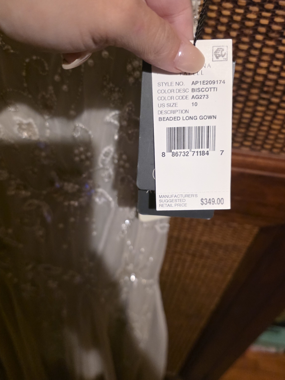 Adrianna Papell Biscotti Beaded Embellished Tulle Gown NWT Size 10 Ptp 18-19 - Picture 8 of 8